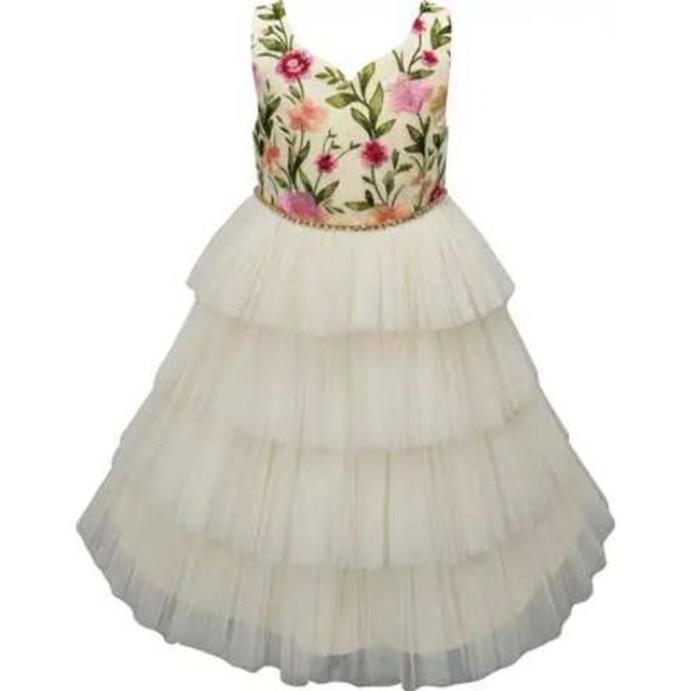 American Princess Baby Girls Floral Embroidered Ruffle Tiered Party Dress 9M